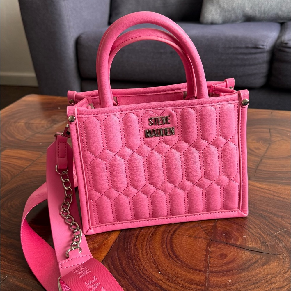 Steve Madden Vibrant Pink Quilted crossbody bag and wallet